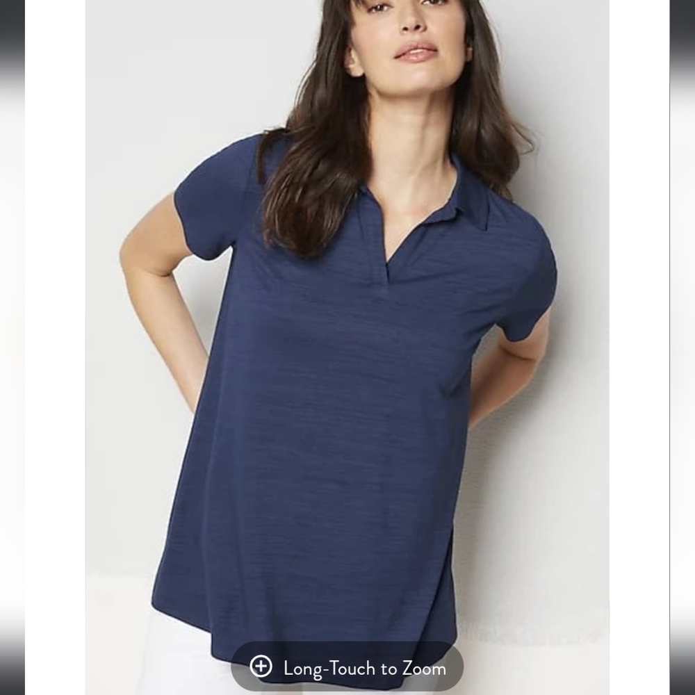 J Jill Wearever Modern Polo Shirt nightfall small petite